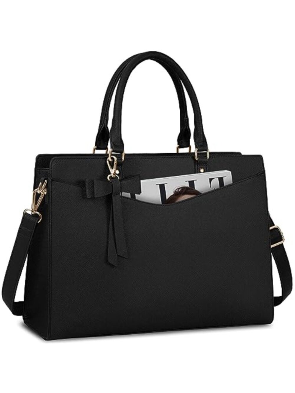 PU Leather Laptop Tote Bag Fits 15.6 inch Waterproof Work Briefcase Shoulder Bag
